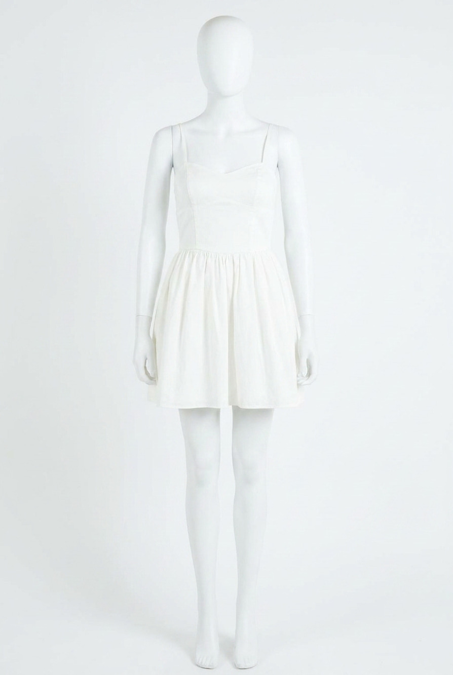 NEW FRENCH CONNECTION florida strappy flared dress in summer white